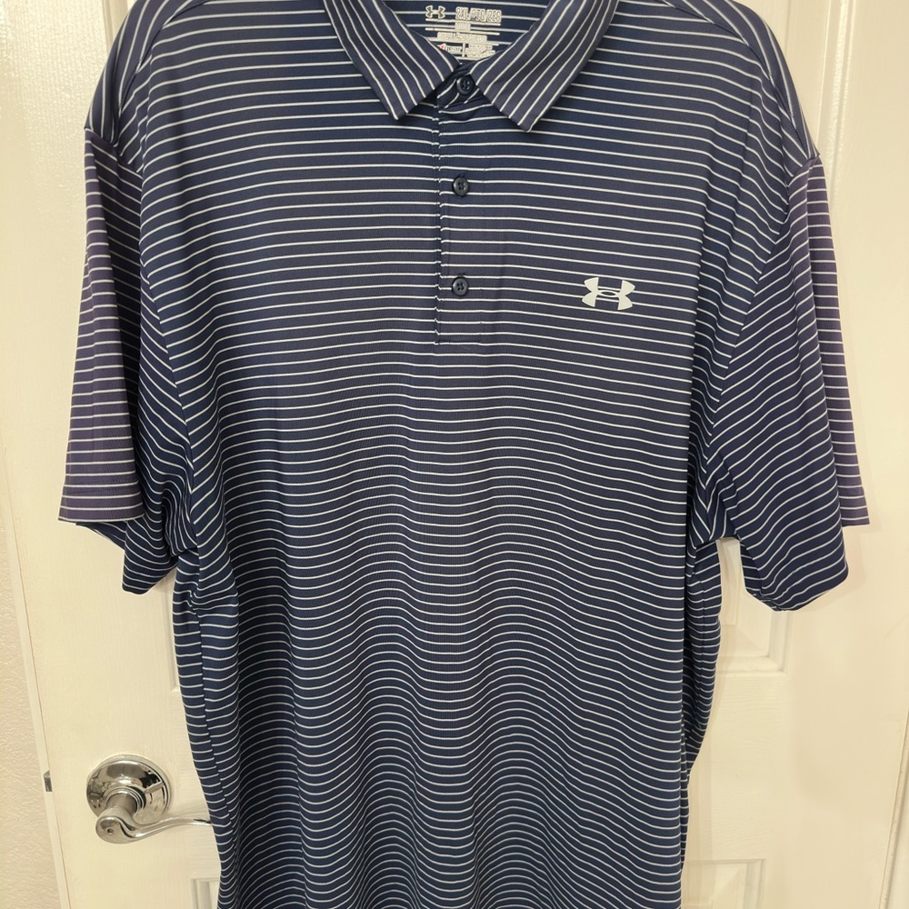 Under Armour Men's Navy Striped Golf Polo Shirt